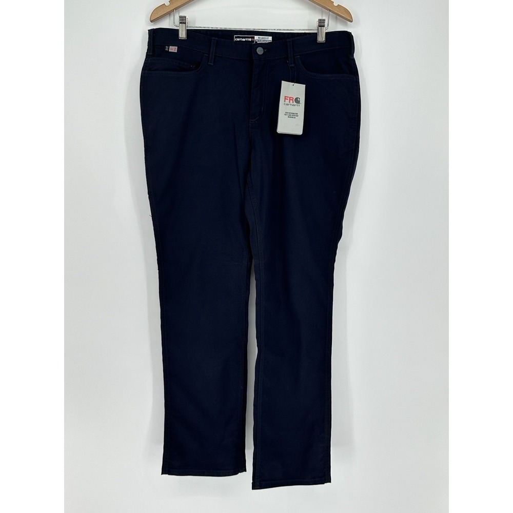NEW Carhartt Pants Women's 14 Reg FR Cat 2 Rugged Flex Navy Canvas Workwear B1